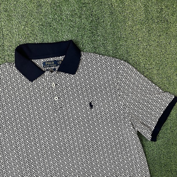 Polo Ralph Lauren Other - Polo Ralph Lauren Mens XL Blue Classic Fit Stretch Mesh Geometric Polo Shirt